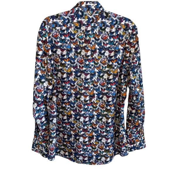 men's OLYMP colourful butterfly novelty print shirt large - Picture 5 of 9
